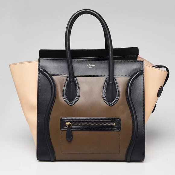 Celine Tri-Color Calfskin Leather Mini Luggage Tote Bag - Picture 1 of 12